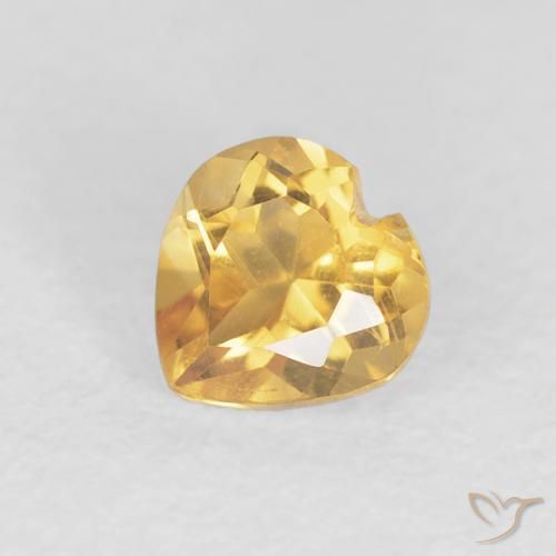 0.51 ct Golden Citrine Stone, Natural Citrine in Heart Facet Shape for Sale