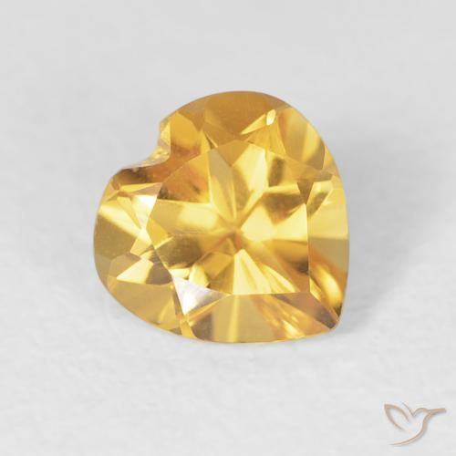 0.70ct Natural Medium Gold Citrine, Heart, VVS, Photo A