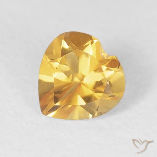 0.70 ct Golden Citrine Stone, Natural Citrine in Heart Facet Shape for Sale
