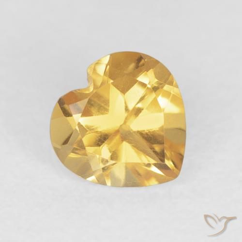 0.71ct Natural Medium Gold Citrine, Heart, VS