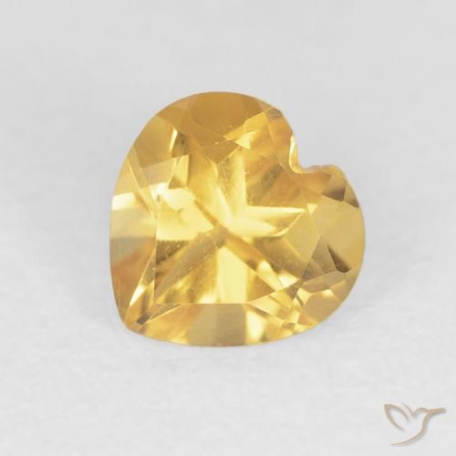 0.71 ct Golden Citrine Stone, Natural Citrine in Heart Facet Shape for Sale