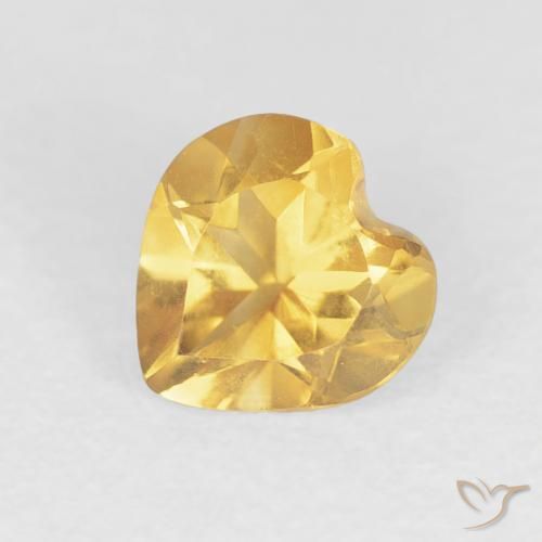 0.70 ct Golden Citrine Stone, Natural Citrine in Heart Facet Shape for Sale