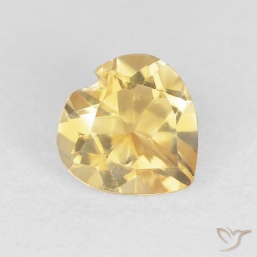 0.75 ct Golden Citrine Stone, Natural Citrine in Heart Facet Shape for Sale
