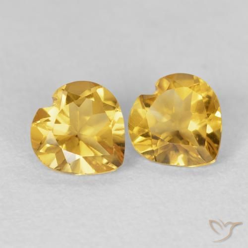 1.37 ctw Golden Citrine Stones, Natural Citrine in Heart Facet Shape for Sale