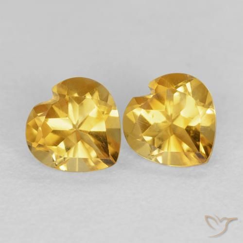 1.55 ctw Golden Citrine Stones, Natural Citrine in Heart Facet Shape for Sale