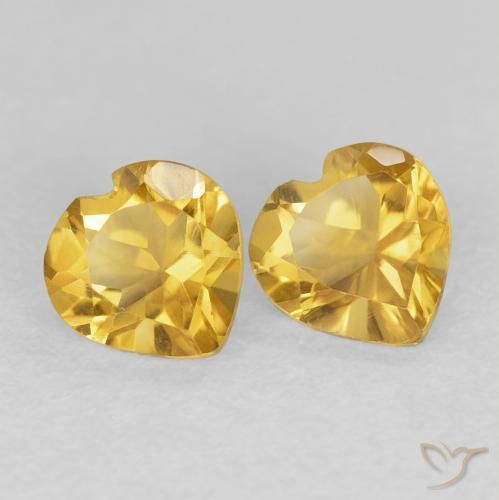 1.47 ctw Golden Citrine Stones, Natural Citrine in Heart Facet Shape for Sale