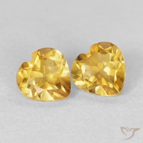 0.88 ctw Golden Citrine Stones, Natural Citrine in Heart Facet Shape for Sale