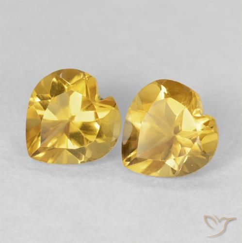 1.52 ctw Golden Citrine Stones, Natural Citrine in Heart Facet Shape for Sale