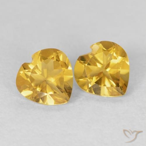 1.42 ctw Golden Citrine Stones, Natural Citrine in Heart Facet Shape for Sale