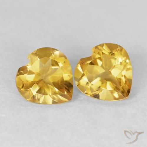 1.30 ctw Golden Citrine Stones, Natural Citrine in Heart Facet Shape for Sale