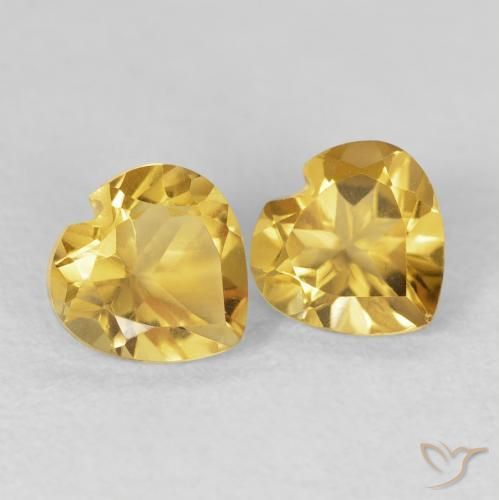 1.45 ctw Golden Citrine Stones, Natural Citrine in Heart Facet Shape for Sale