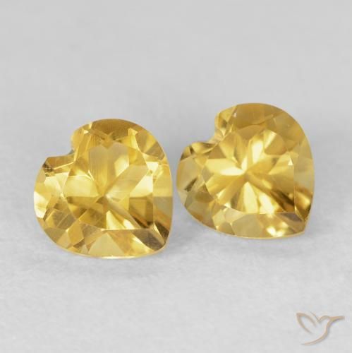 1.47 ctw Golden Citrine Stones, Natural Citrine in Heart Facet Shape for Sale
