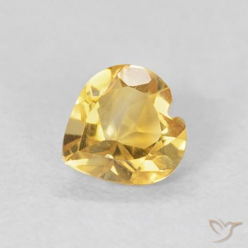 0.44 ct Golden Citrine Stone, Natural Citrine in Heart Facet Shape for Sale