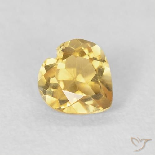 0.44 ct Golden Citrine Stone, Natural Citrine in Heart Facet Shape for Sale