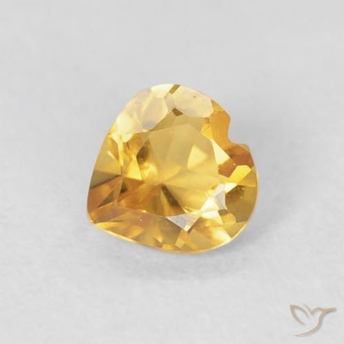 0.42ct Natural Medium Gold Citrine, Heart, VVS