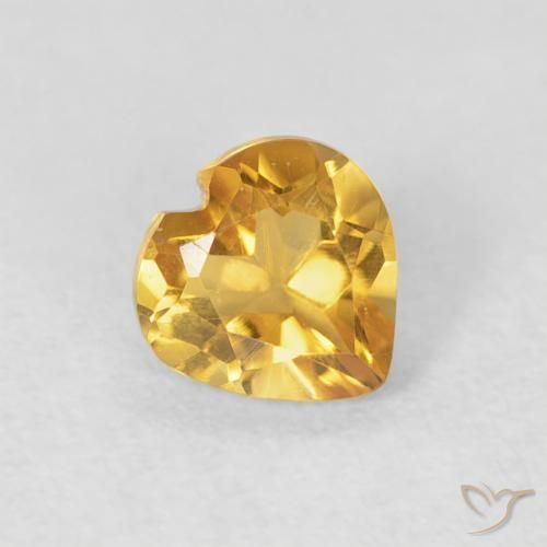 0.42 ct Golden Citrine Stone, Natural Citrine in Heart Facet Shape for Sale