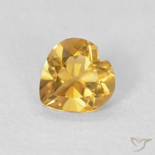 0.42ct Natural Deep Gold Citrine, Heart, VVS