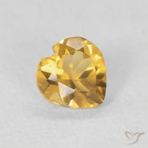 0.42 ct Golden Citrine Stone, Natural Citrine in Heart Facet Shape for Sale