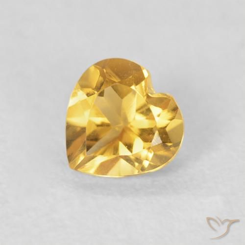 0.43ct Natural Bright Gold Citrine, Heart, VVS