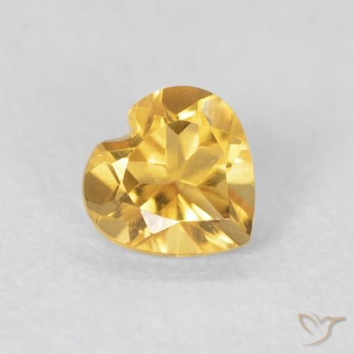 0.43 ct Golden Citrine Stone, Natural Citrine in Heart Facet Shape for Sale