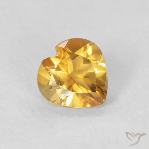0.38 ct Golden Citrine Stone, Natural Citrine in Heart Facet Shape for Sale