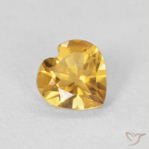 0.36 ct Golden Citrine Stone, Natural Citrine in Heart Facet Shape for Sale
