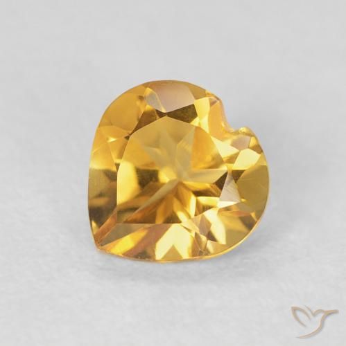 0.72ct Natural Medium Light-Golden Citrine, Heart, VVS-VS