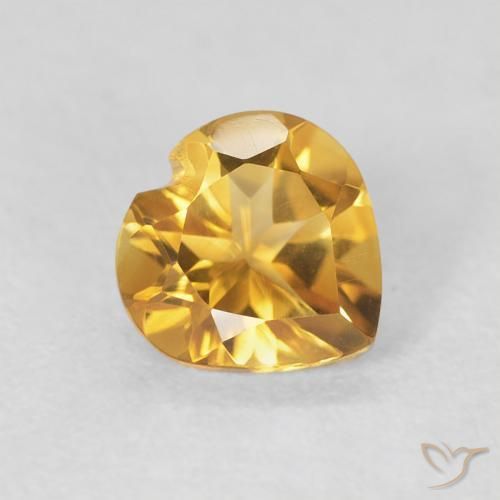 0.72 ct Golden Citrine Stone, Natural Citrine in Heart Facet Shape for Sale