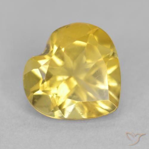 0.63 ct Golden Citrine Stone, Natural Citrine in Heart Facet Shape for Sale