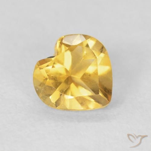 0.72 ct Golden Citrine Stone, Natural Citrine in Heart Facet Shape for Sale
