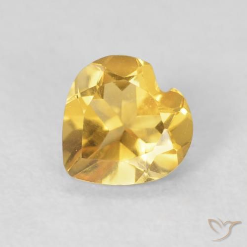 0.67ct Natural Bright Gold Citrine, Heart, VVS-VS
