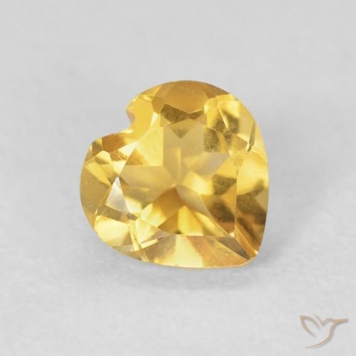 0.67 ct Golden Citrine Stone, Natural Citrine in Heart Facet Shape for Sale