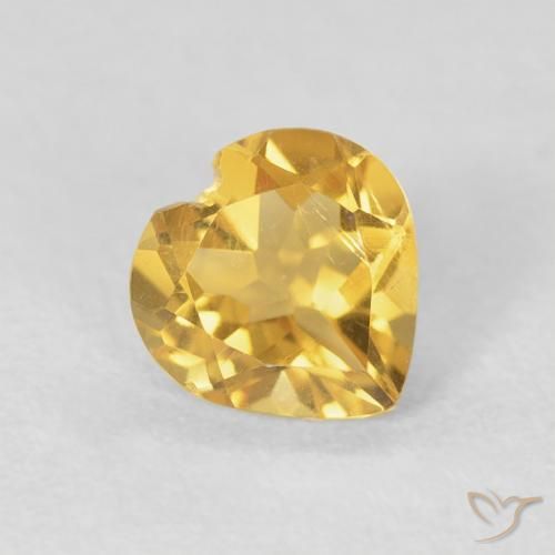 0.66 ct Golden Citrine Stone, Natural Citrine in Heart Facet Shape for Sale
