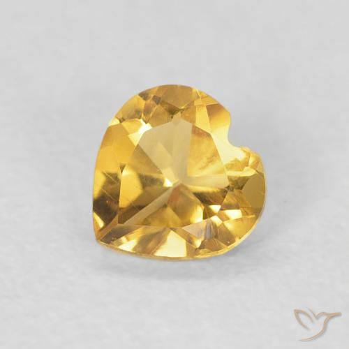 0.35ct Natural Medium Gold Citrine, Heart, VVS-VS
