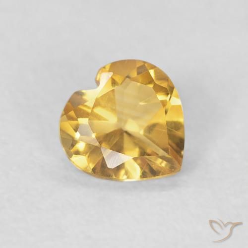 0.35 ct Golden Citrine Stone, Natural Citrine in Heart Facet Shape for Sale
