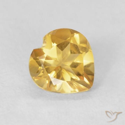 0.69 ct Golden Citrine Stone, Natural Citrine in Heart Facet Shape for Sale