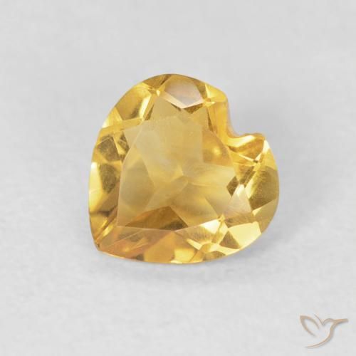 0.62ct Natural Deep Gold Citrine, Heart, VVS-VS