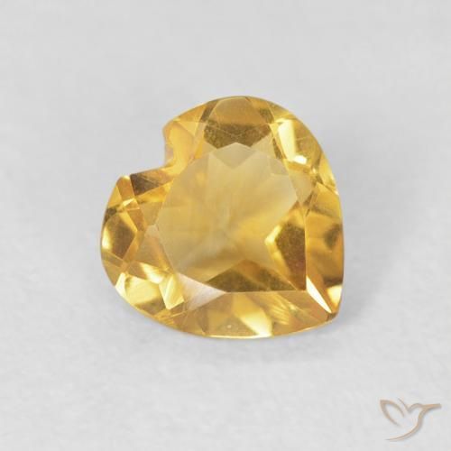 0.62 ct Golden Citrine Stone, Natural Citrine in Heart Facet Shape for Sale