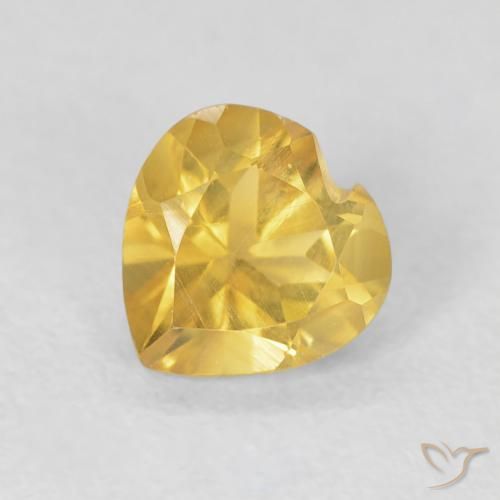 0.75ct Natural Deep Gold Citrine, Heart, VVS-VS