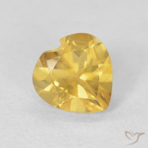 0.75 ct Golden Citrine Stone, Natural Citrine in Heart Facet Shape for Sale