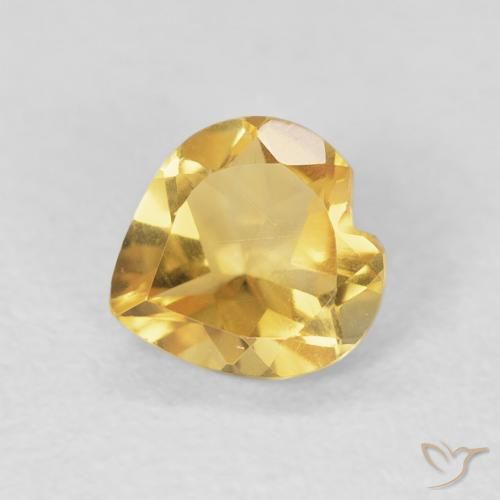 0.64ct Natural Medium Light-Golden Citrine, Heart, VVS-VS