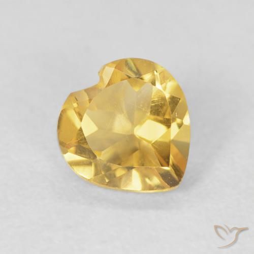 0.64 ct Golden Citrine Stone, Natural Citrine in Heart Facet Shape for Sale