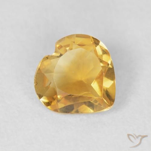 0.66 ct Golden Citrine Stone, Natural Citrine in Heart Facet Shape for Sale