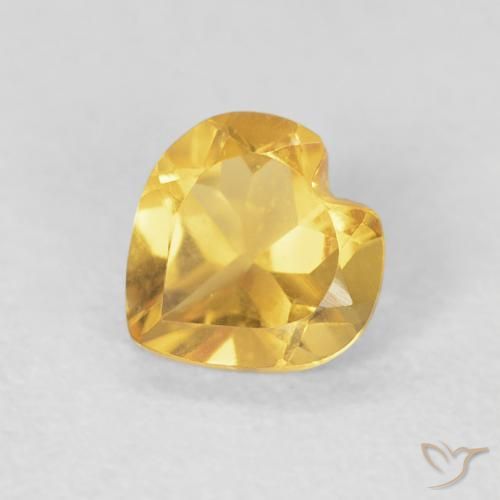 0.61ct Natural Medium Gold Citrine, Heart, VVS-VS