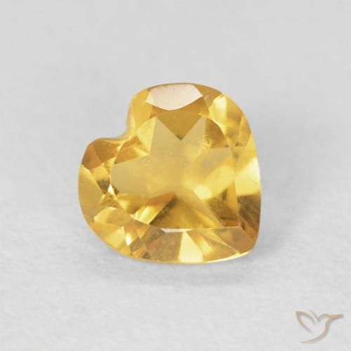 0.61 ct Golden Citrine Stone, Natural Citrine in Heart Facet Shape for Sale