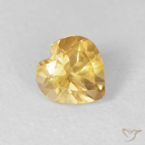 0.48 ct Golden Citrine Stone, Natural Citrine in Heart Facet Shape for Sale