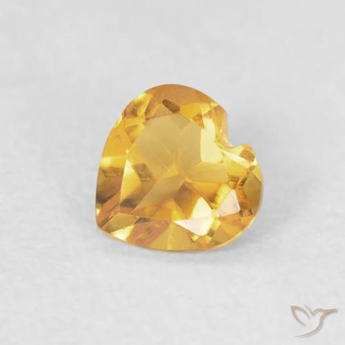 0.39ct Natural Bright Gold Citrine, Heart, VVS-VS