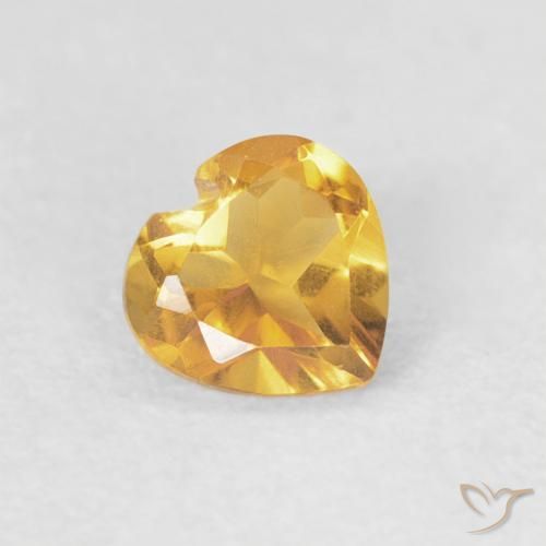 0.39 ct Golden Citrine Stone, Natural Citrine in Heart Facet Shape for Sale