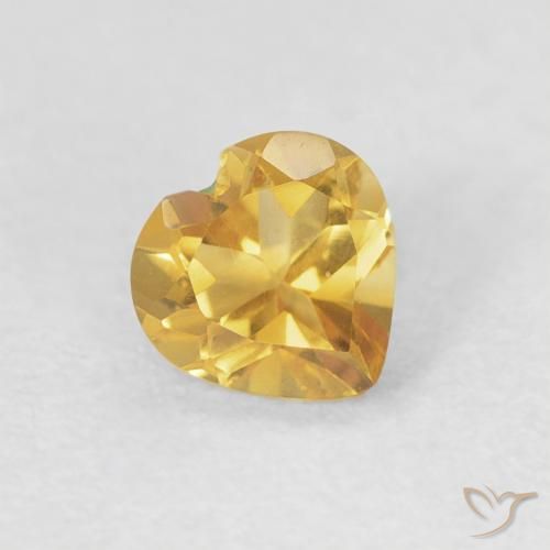 0.44 ct Golden Citrine Stone, Natural Citrine in Heart Facet Shape for Sale