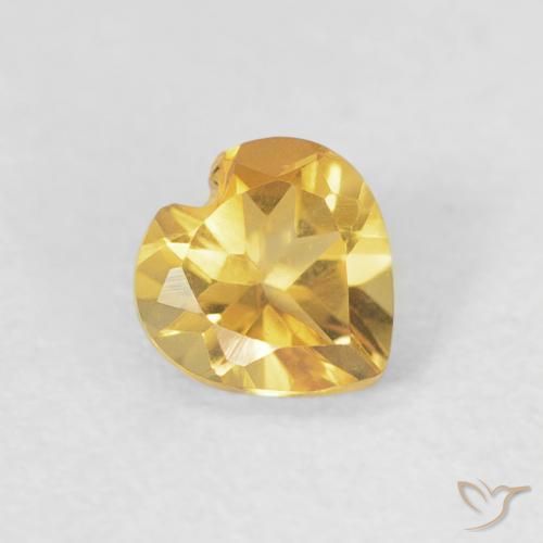 0.38ct Natural Bright Gold Citrine, Heart, VVS-VS